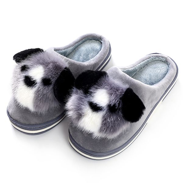 

stone village lovely dog animal prints mix colors flat indoor shoes women plush warm home slippers size 36-41 y200424, Black