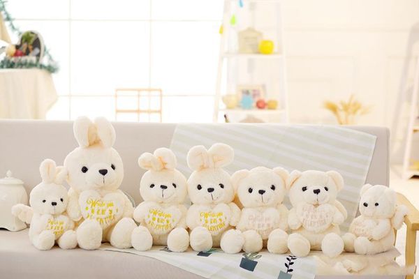 Cuddly Melekler Dolması Hayvanlar Tavşan Peluş Oyuncaklar Suçlanabilir Teddy Bear Bebek Bebek Sevgililer Günü Hediye Oyuncak Çocuklar için