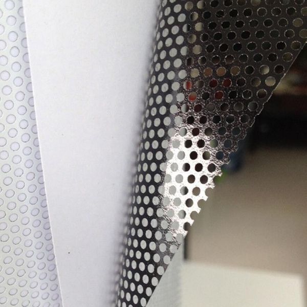 

1.37x30m white one-way vision perforated print media vinyl privacy window film adhesive glass wrap roll(54"x100ft