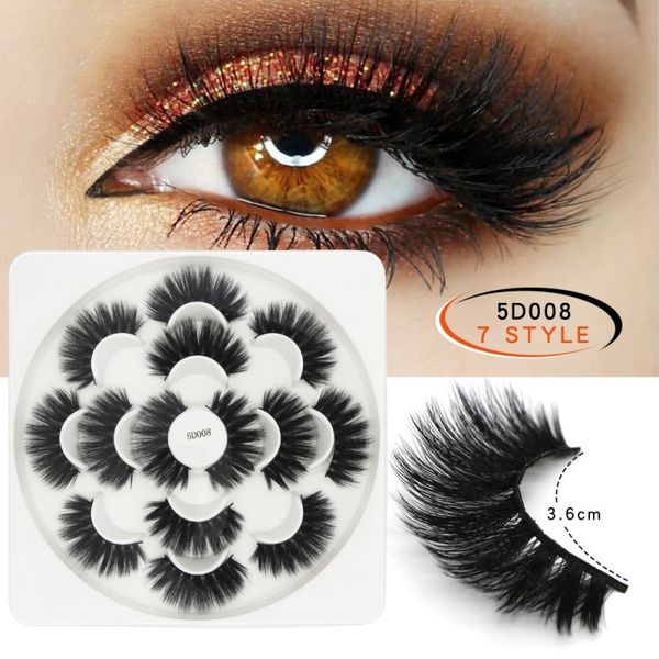 

7 pairs 5d mink lashes mink eyelashes 100% cruelty lash handmade reusable natural eyelashes false lashes makeup mkxj hot