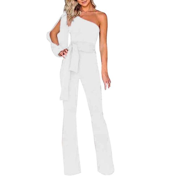 

women jumpsuits rompers summer ssolid long sleeve cold shoulder jumpsuit casual clubwear wide leg pants bodysuit jumpsuit, Black;white