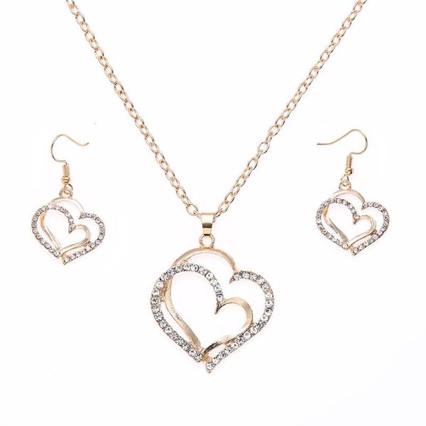 

fashion jewelry popular jewelry double love heart necklace for women gift, Silver