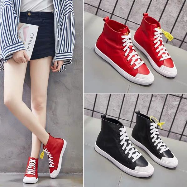 

whole shop gift 2019 autumn new style trend simple versatile lace up front genuine leather shoes fashion shoes women's, Black