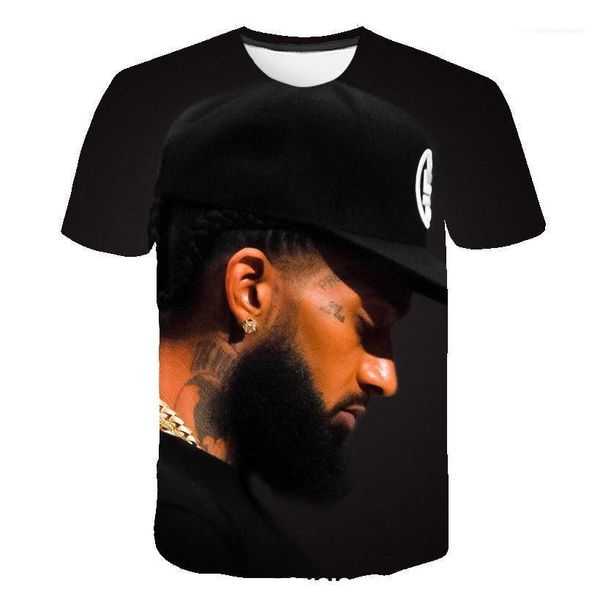 

digital printed short sleeved rapper male o-neck tshirts teenagers designer clothes nipsey hussle summer mens tshirts 3d, White;black