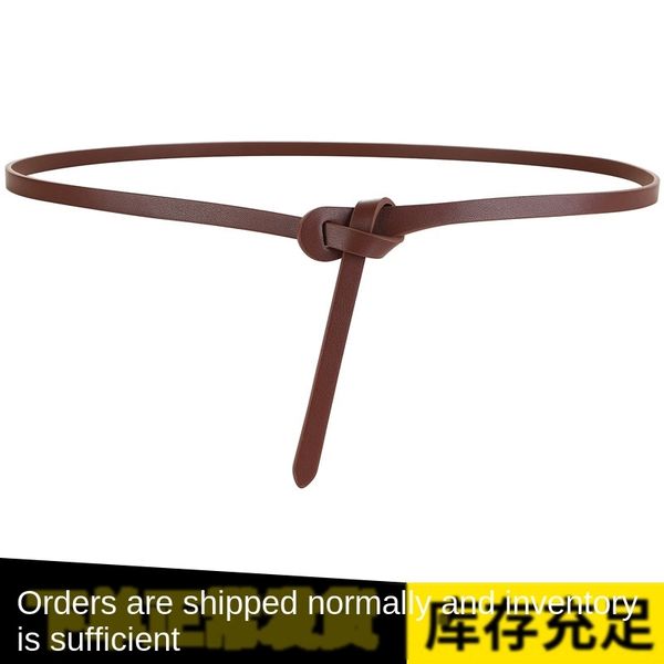 

genuine knot thin belt genuine leather slender waist women's women's all-match double-sided leather thin belt women, Black;brown
