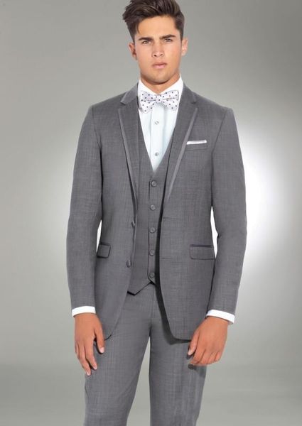 

new style two buttons gray wedding groom tuxedos notch lapel groomsmen men suits prom blazer (jacket+pants+vest+tie) no:2001, Black;gray