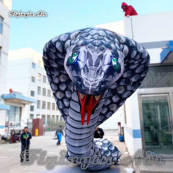 Re Cobra di esplosione di illuminazione di altezza del modello animale del serpente gonfiabile gigante su misura di 6 m per la decorazione della fase di concerto e di festival di musica