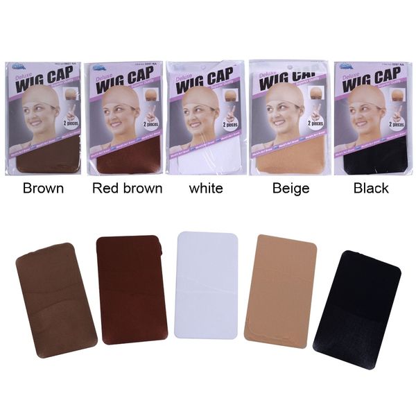 

2 pieces/pack wig cap hair net for weave hairnets wig nets stretch mesh wig cap for making wigs size, Black;brown