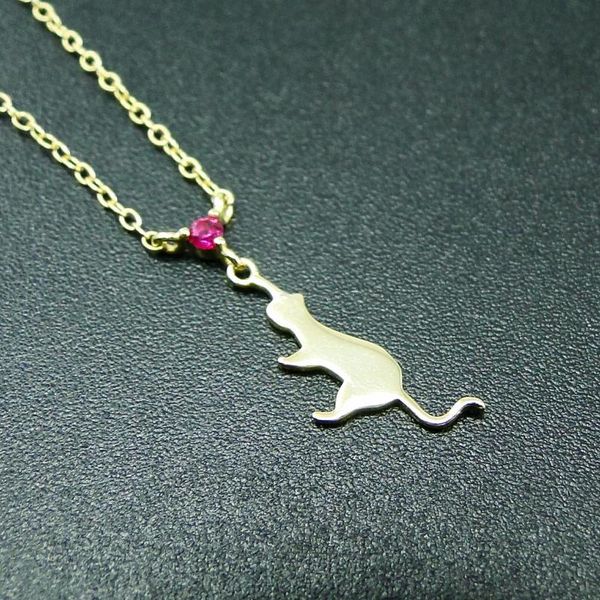 

dainty necklace yellow gold in 925 sterling silver cat with rose cz womens pendant necklace for gift