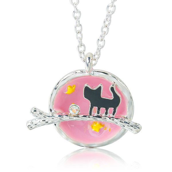 

japanese cosmos gem kitten long necklace new star animal jewelry of european and american foreign trade, Silver