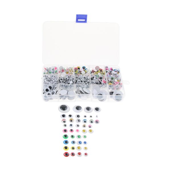 

1100pcs 5-25mm plastic self-adhesive wiggle googly eyes for teddy bear dolls diy