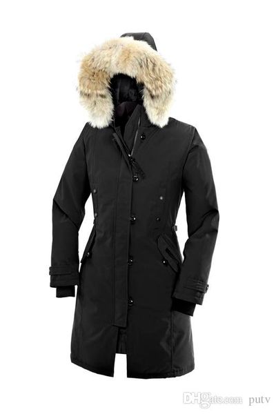 

outerwear & coats goose women's kensington parka long detachable slim down jacket breathable 90% white goose down fashion hooded warm j, Black