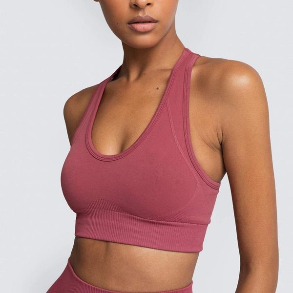 

2020 new women breathable shockproof padded athletic gym running seamless fitness yoga vest sport bra crop, White;black