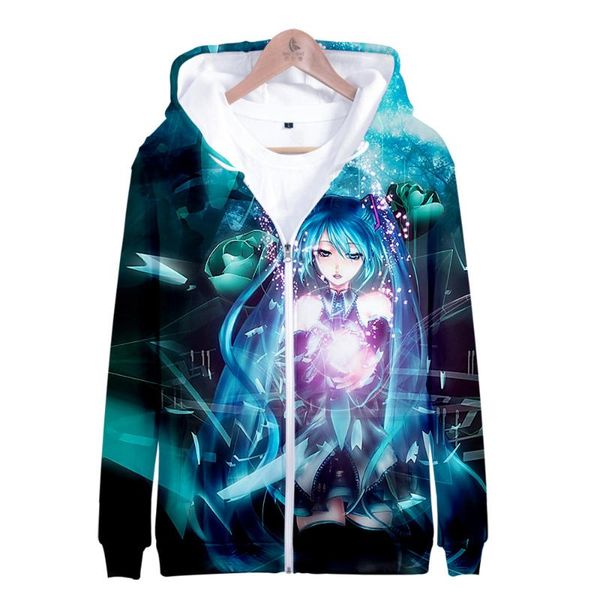 

2019 горячей продажи hatsune miku zipper толстовки 3d толстовка толстовка женщины harajuku толстовка мужчин плюс размер для мужчин уличного, Black