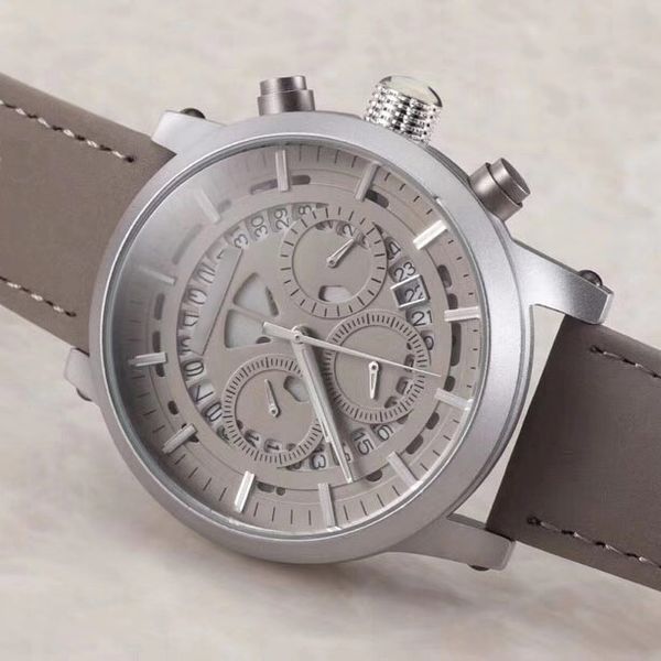 

all sub-dials chronograph mens sports quartz watches wristwatches watch strap work leather relogies gift for men ljhrq, Slivery;brown