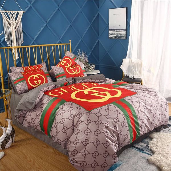 

Мода красный и зеленый полосы комплект постельных принадлежностей Вельвет постельные принадлежности двойной G письмо печатные наборы постельных принадлежностей 4 шт. Pilleow охватывает домашний текстиль