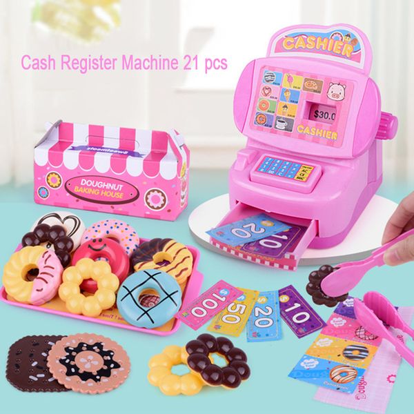 

mini cash register machine doughnut mini cake shopping pretend toy sets cashier sweet time creative mini food toys 21pcs