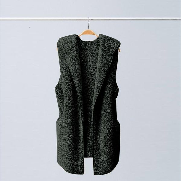 

womens teddy vest winter warm hoodie outwear casual coat jacket solid color ladies fleece vests cardigan gilet femme 2019, Black;white