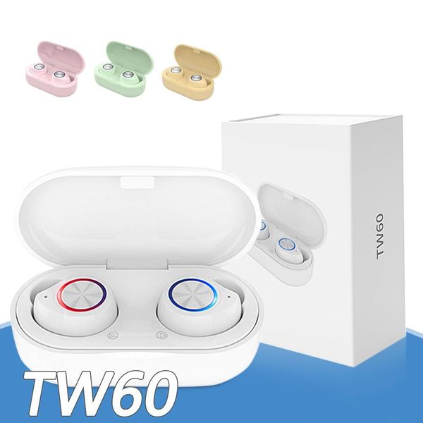 

tw60 wireless buletooth earphone 5.0 tws touch control bass surround hifi stereo earbuds headset with charging box pk i9s i12