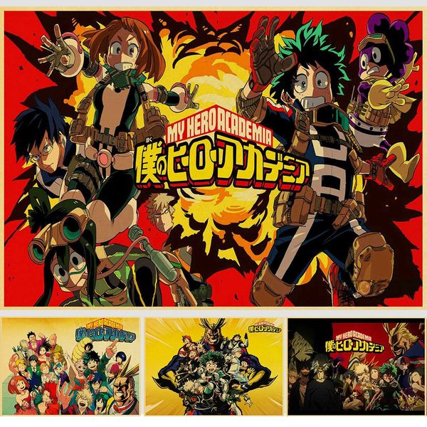 

japanese cartoon anime my hero academia midoriya izuku vintage paper poster wall painting home decoration 42x30 cm 30x21 cm