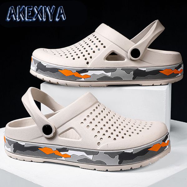 

summer men sandals crocse non-slip men's beach sandals fashion hollow men crocks crocse outdoor men's water shoes, Black