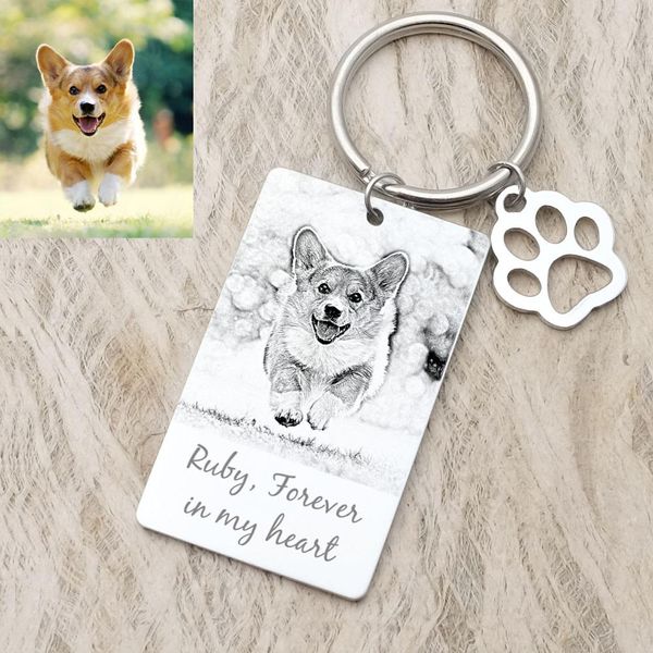

personalized dog tag p keychain custom dog p keyring engraved pgraph keychain for love keepsake jewelry, Silver