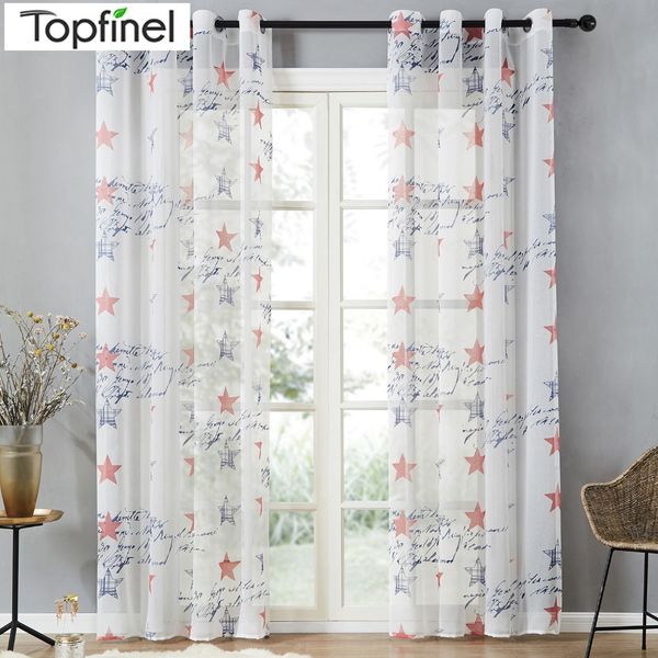 

inel brand new children curtains blue & red stars curtains for kids baby room tulle for window sheer
