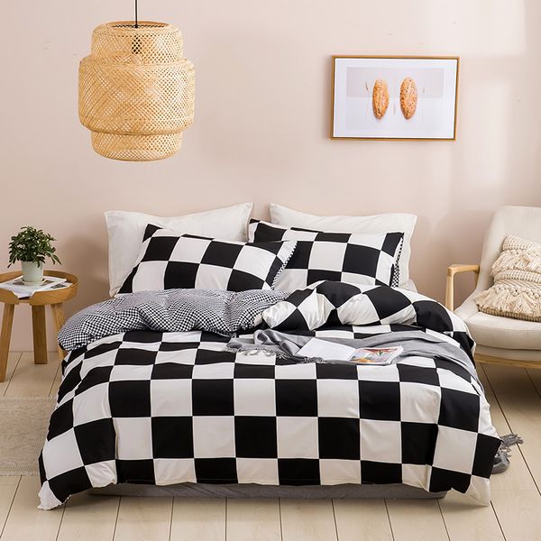 

fashion bedding sets bed duvet cover set with pillowcases geometric grid hit farbe patch super soft single double  size