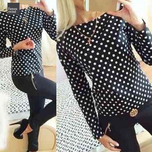 

блуза женская мода новый раунд воротник камиза dot шифон рубашка с длинными рукавами одежда женская топы femme рубашка рукава, White