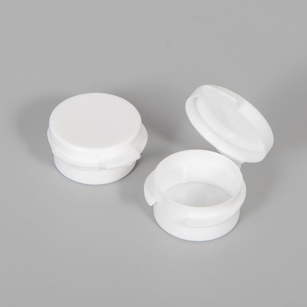 100 x 5 g transparente weiße Mini-Q-Box mit Knopf, kleiner Topf, auslaufsichere Cremetiegel, leere Make-up-Behälter, Kunststoff-Kosmetikprobenflaschen