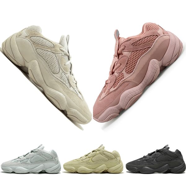 

with box kanye west 500 desert rat blush 500s salt super moon yellow utility black mens running shoes for men women sports sneakers designer, White;red