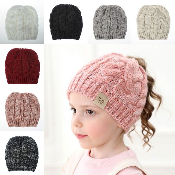 2019 Free Dhl Winter Ponytail Hat For Children Beanie Caps Soft Knitted Beanies High Quality Kids Thick Warm Hat Girls Christmas Gift O44fa From