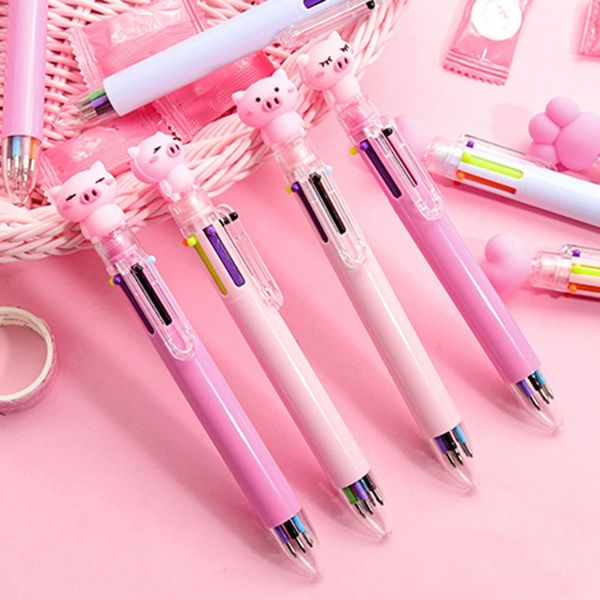 

1set 6 colors cute ballpoint pen cartoon press signature ball pens office school writing supplies, Blue;orange