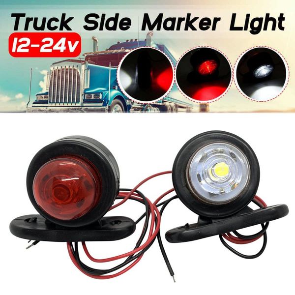 

12-24v 2pcs/set led universal car truck side marker light lights indicator signal lamp red white for camper trailer lorry