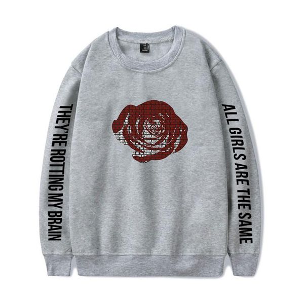 

hiphop juice wrld mens sweatshirts long sleeve crew neck loose designer mens hoodies rip male clothing, Black