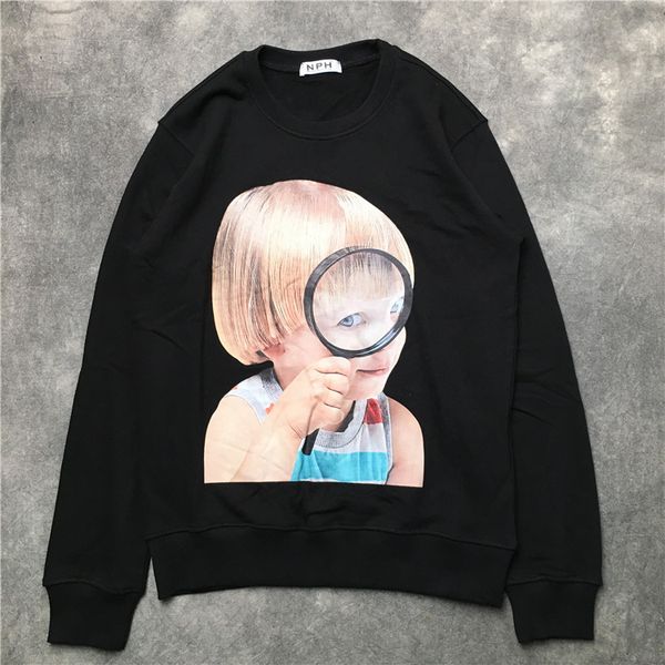 

мужские дизайнерские толстовки givh21 новый модный бренд класса люкс 3-d реалистичная голова мальчика печать санитарная одежда, Black