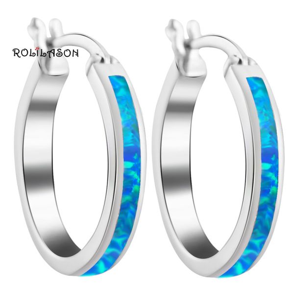 

4.13g excellent earrings for women blue fire opal silver stamped hoop earrings fashion jewelry opal jewelry oe471, Golden;silver