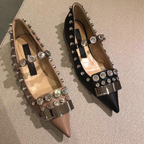 

2019 summer new european silk rhinestone shoes banquet pointed shoes baotou single diamond pumps, Black