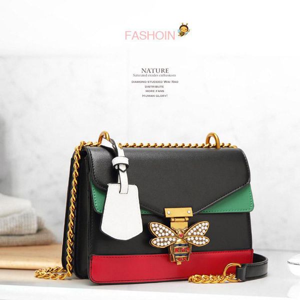 

handbags women color splicing little bee bags fashion zipper designer handbag casual shoulder messenger bag new ladies crossbody bags