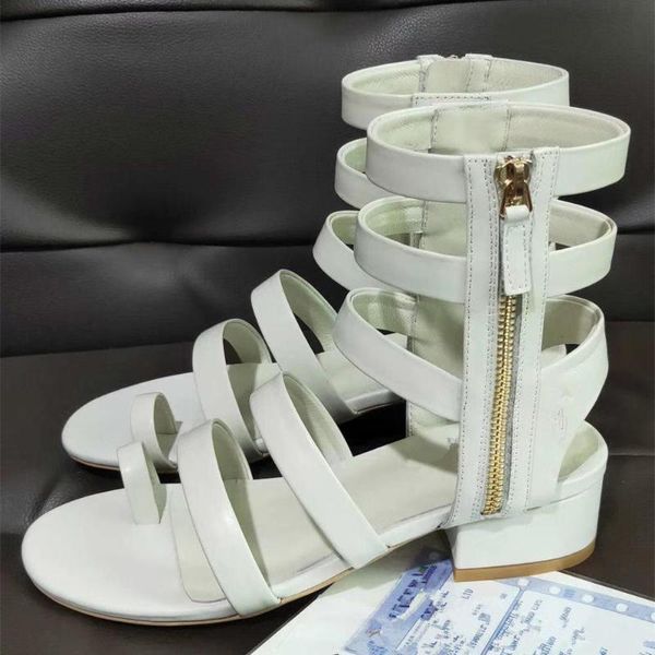 

2020 summer high lacing roman sandals women with chunky middle boot, Black