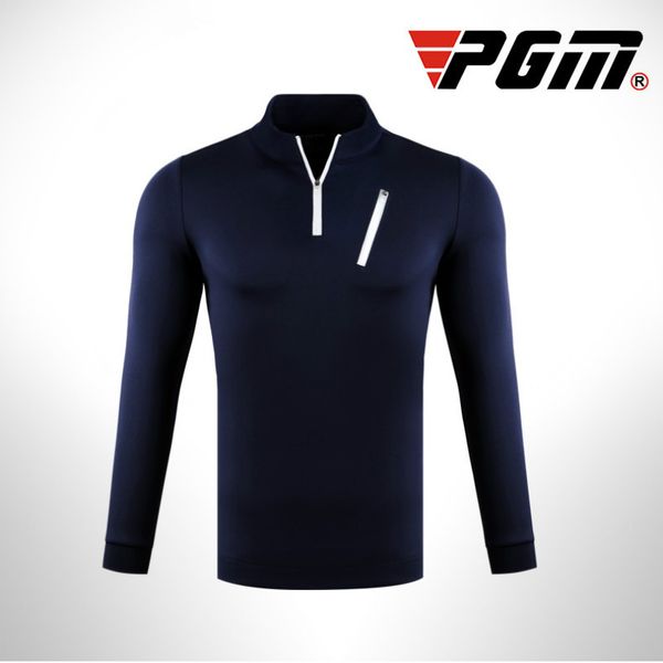

new pgm golf clothing men's autumn and winter clothes long sleeve t-shirt warm jacket zip collar, Black;blue