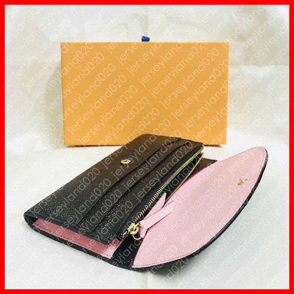 

emilie wallet designer fashion women's long button wallet brand key card holder zippy purse pouch brown damier canvas box dust bag m612, Red;black