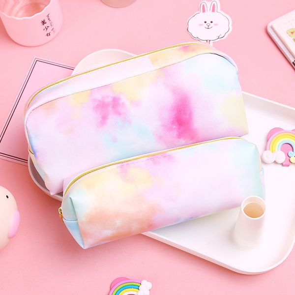 

novelty colorful rainbow pu pencil case stationery storage bag escalar papelaria escolar school supplies