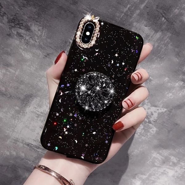 

2019 new arrivals glitter shinning diamond case fancy for iphone 8 plus diamond case shinning kickstand rhinestone cover
