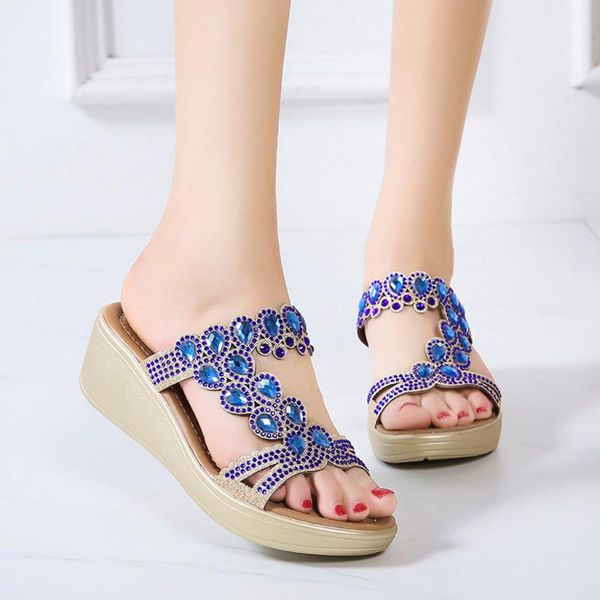 

new women shoes slippers summer beach sandals fashion women rhinestone outdoor slippers flip flops shoes mujer@3, Black