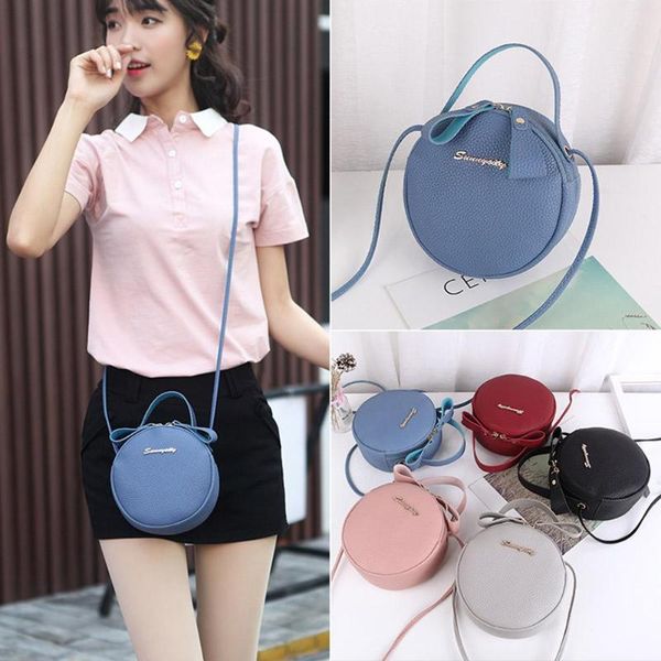 

fashion round lemon pattern shoulder bags ladies zipper sling crossbody bag satchel purse women circular fruit messenger bags