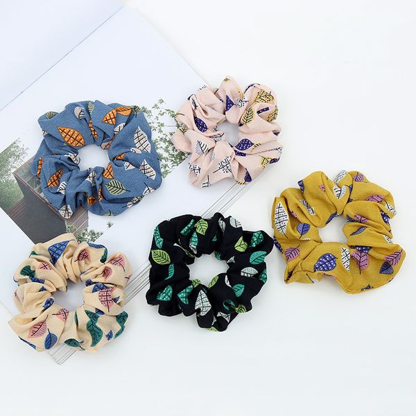 Kadınlar Kız at kuyruğu Tutucu Halat yaprak tarzı Saçın Scrunchies Saç bantları bahar saç bantlarında FQ0927B için Saç Scrunchie Tie Aksesuarları