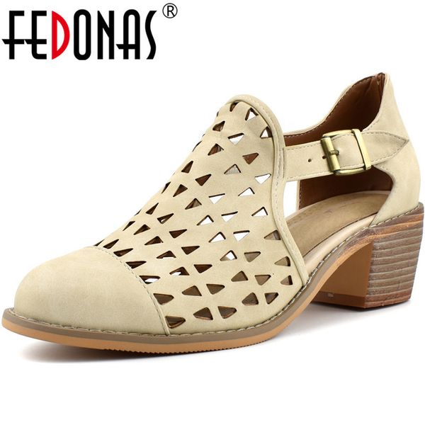 

fedonas classic women pumps round toe square heels retro women spring summer shoes slip on new arrival prom party shoes woman, Black