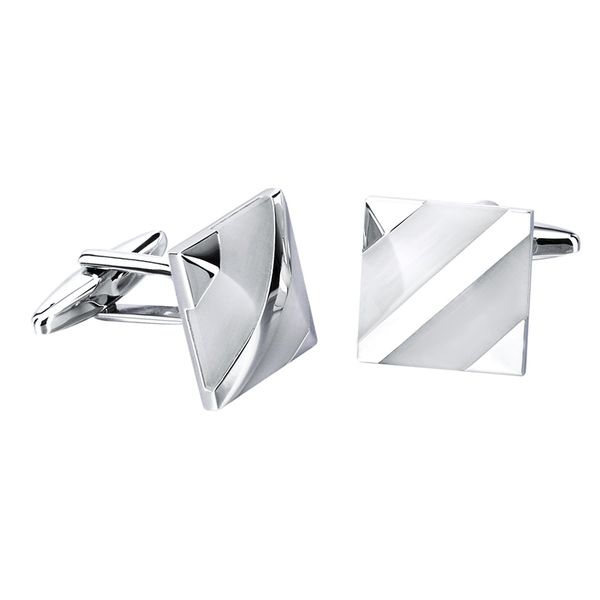 

sqaure brass cufflink for father, husband, 16 mm, Silver