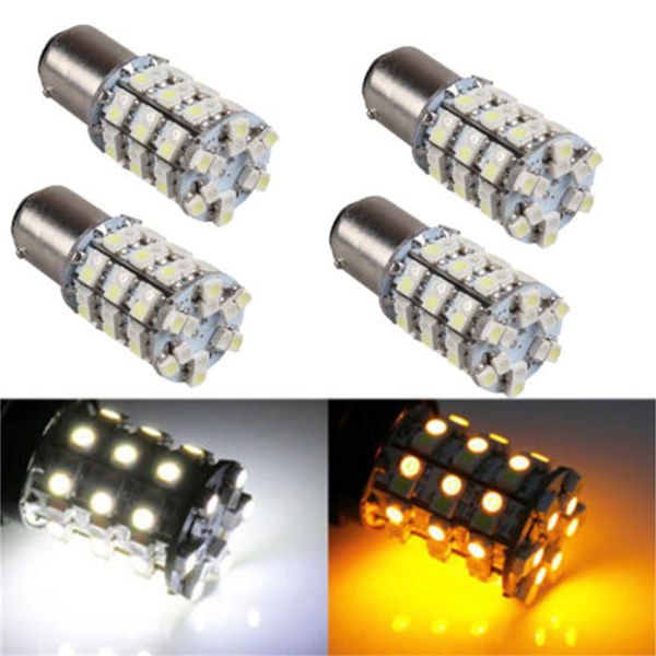 

2pcs 1157 60 smd bay15d switchback white & amber 12v car brake lights dual color led bulb signal sback parking lamp